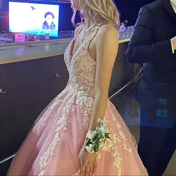 MoriLee Madeline Gardner pink prom dress, only worn once for my grad & photos - Picture 7 of 7